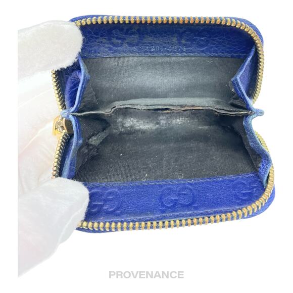 🔴 Gucci Compact Zip Wallet - Blue Guccissima Leather - Picture 5 of 7